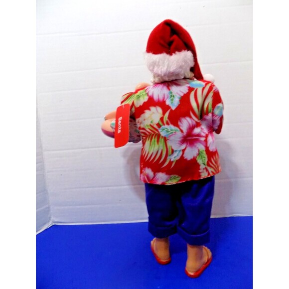 NEW Rare Coastal Beach Surf Santa Flamingo Figurine Hawaii Florida Noel - Picture 5 of 6